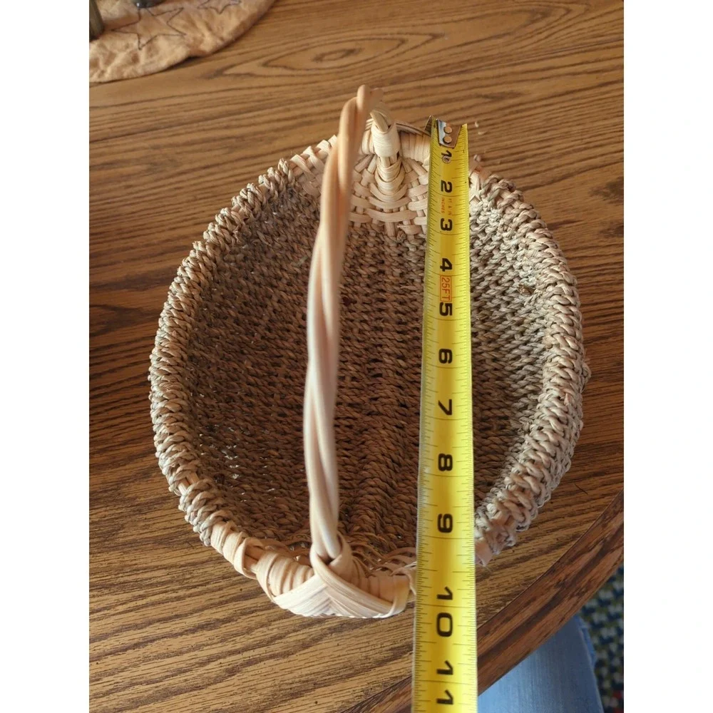 Vintage Buttocks Primitive Gathering Basket Handmade Woven